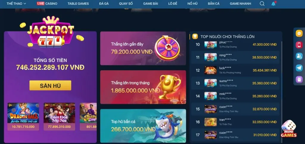 Các trò chơi tại 56win code
